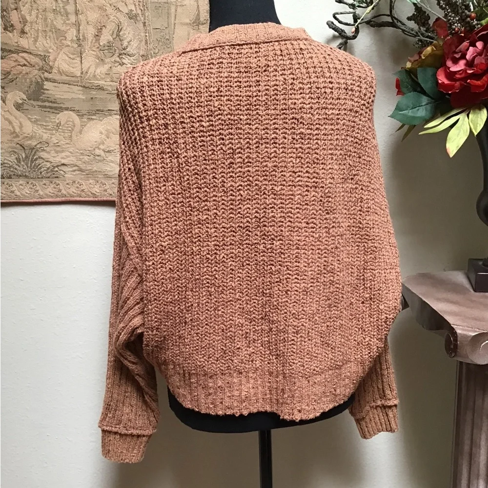 Free People Textured Knit Sweater in Warm Brown - Picture 3 of 7